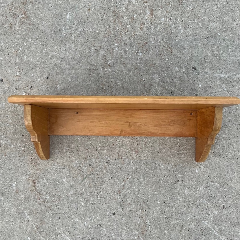 Vintage Rustic Solid Pine Wood Wall Shelf Scalloped Country Farmhouse Decor
